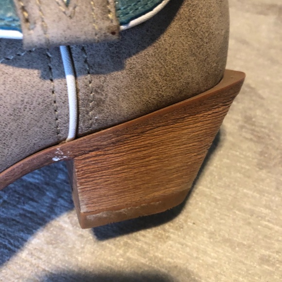 Twisted X stepping out cuff tan/teal cowboy western block heel size 7B - Picture 7 of 13